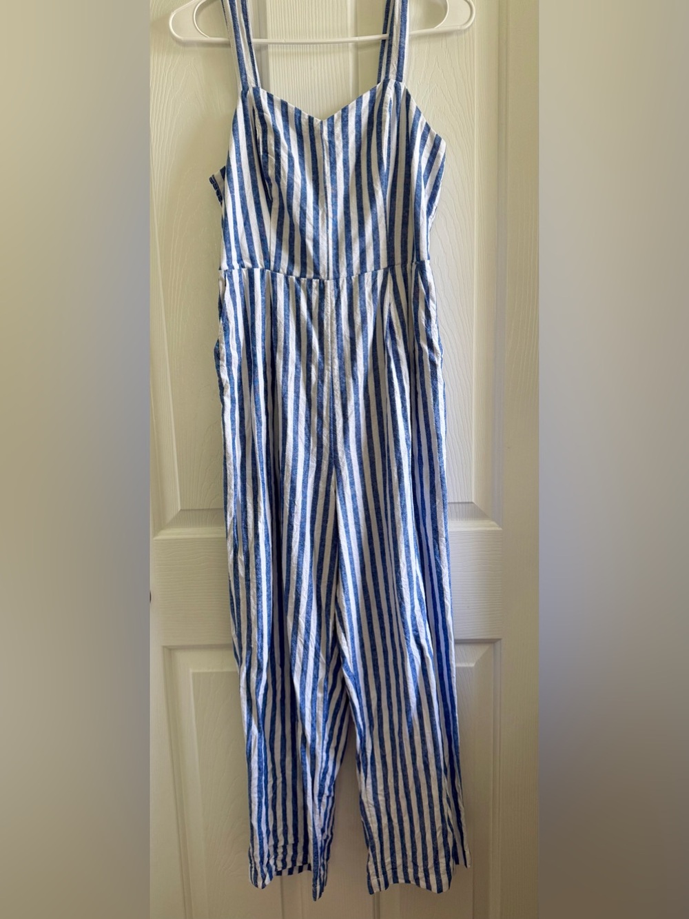 Blue and White Stripe Jumpsuit